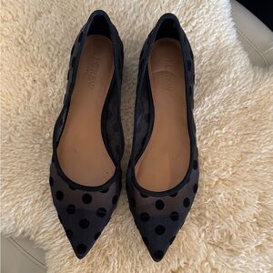 J. Crew Black Mesh Polka Dot Flats